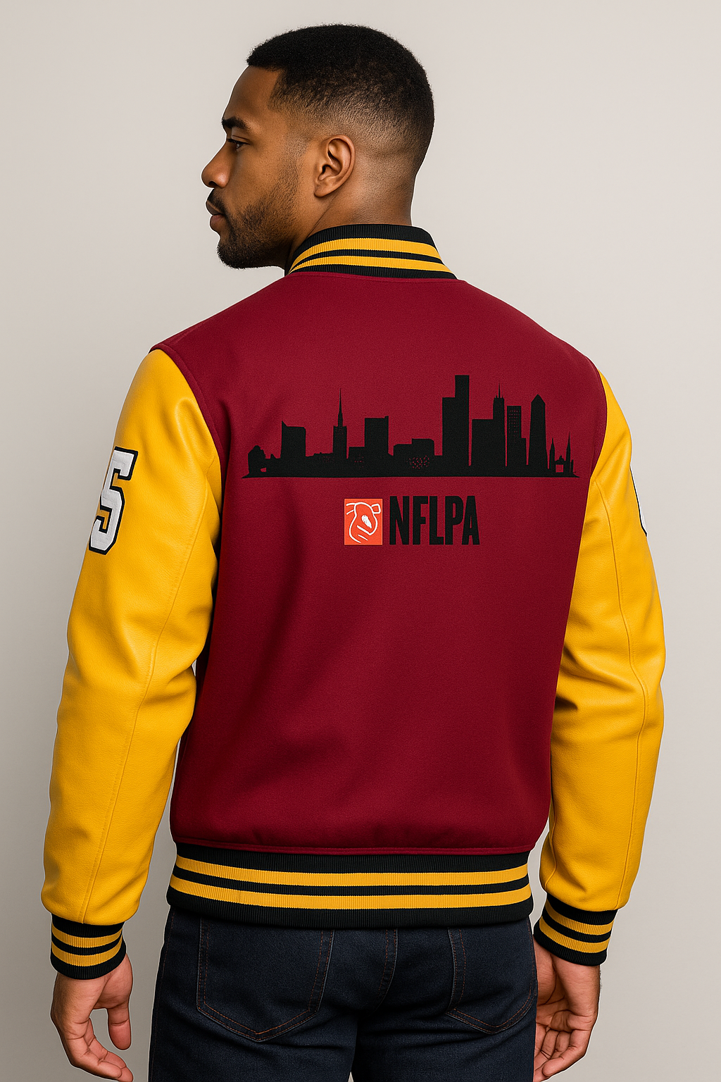 Wool and Leather arms Letterman Jacket - Customizable - Image 8